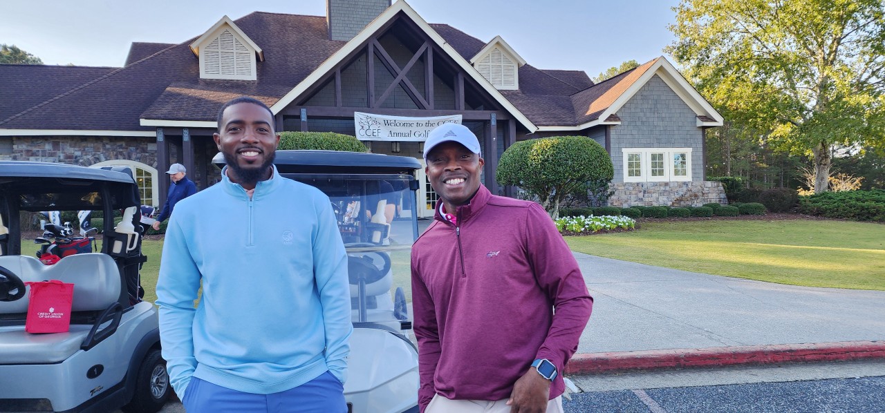 Two men playing in the Golf Fall Classic